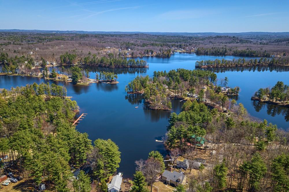 An aerial shot of beautiful Lake Shirley.