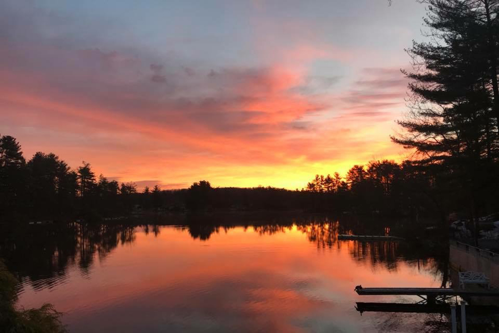 Summer sunset on idyllic Lake Shirley.